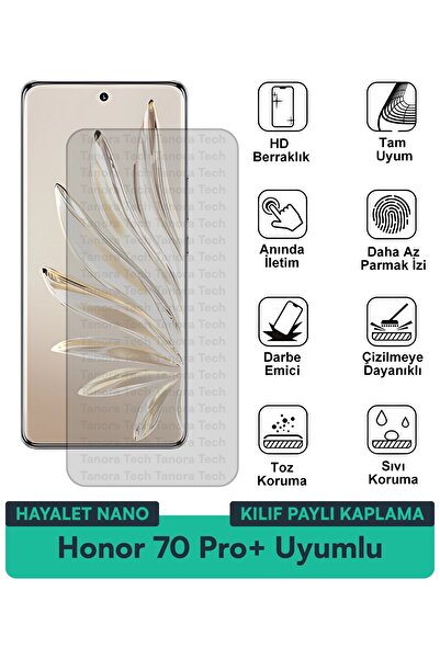Milat Tech حافظة Honor 70 Pro+ Hayalet Nano متوافقة مع طبقة حماية الشاشة مقاو...