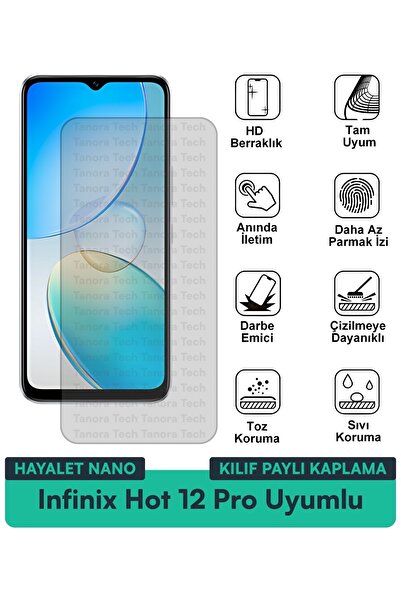Milat Tech حافظة Infinix Hot 12 Pro Hayalet Nano متوافقة مع طبقة حماية الشاشة...