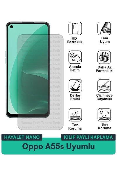 Milat Tech حافظة نانو من نوع Opo A55s Hayalet متوافقة مع طبقة حماية الشاشة وم...