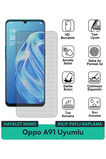 Milat Tech حافظة Oppo A91 Hayalet Nano متوافقة مع طبقة حماية الشاشة تحمي الشاشة