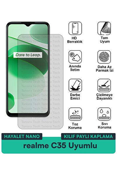 Milat Tech حافظة realme C35 Hayalet Nano متوافقة مع طبقة حماية الشاشة المقاوم...