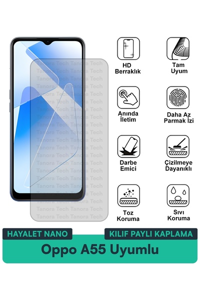 Milat Tech غطاء حماية نانو لهاتف أوبو A55 متوافق مع واقي الشاشة مقاوم للخدوش ...