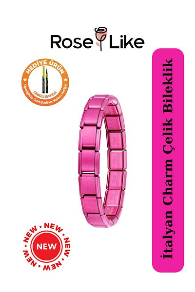 RoseLike Italian Charm Bracelet - Fuchsia - Without Text