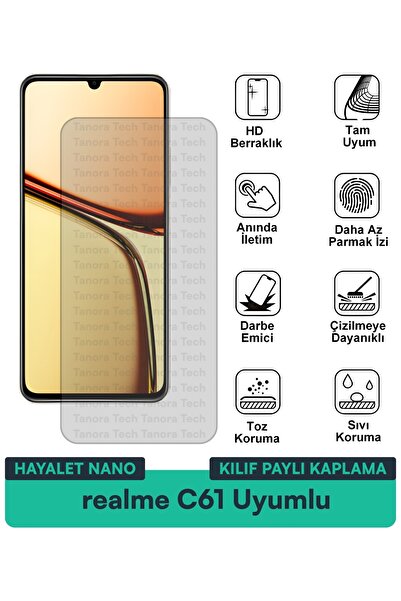 Milat Tech فيلم حماية للشاشة متوافق مع حافظة Realme C61 Ghost Nano مقاوم للخد...