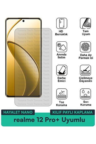 Milat Tech حافظة Realme 12 Pro+ Hayalet Nano متوافقة مع طبقة حماية الشاشة مقا...