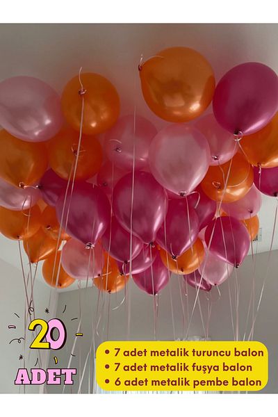 Mielibon Shiny Metallic Balloon Set of 20 – Orange Fuchsia Pink
