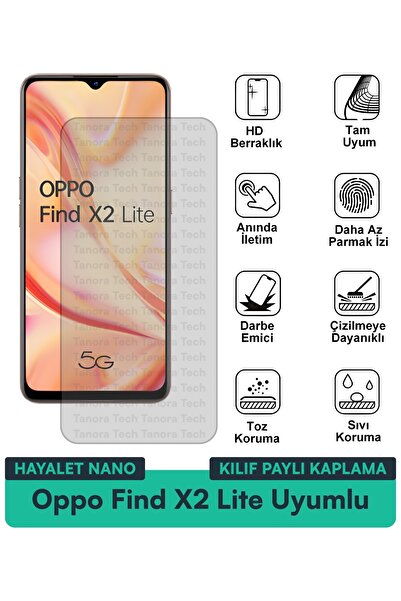 Milat Tech غطاء حماية Oppo Find X2 Lite Hayalet Nano متوافق مع طبقة حماية الش...