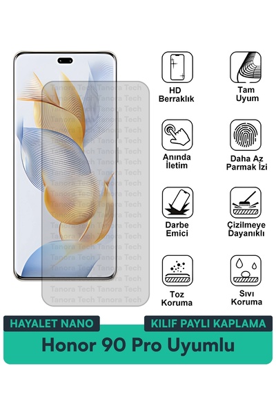 Milat Tech حافظة Honor 90 Pro Hayalet Nano متوافقة مع طبقة حماية الشاشة مقاوم...