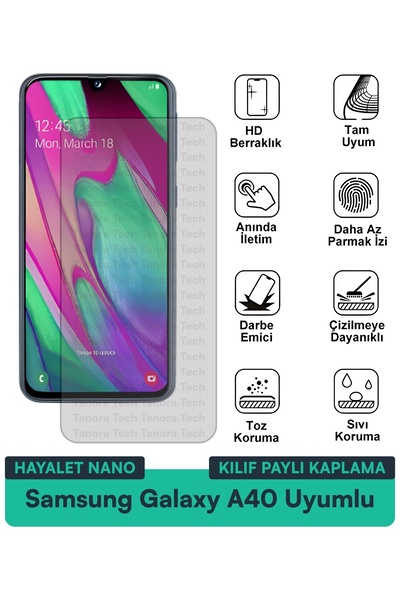 Milat Tech غطاء حماية نانو لهاتف سامسونج جالاكسي A40 متوافق مع فيلم حماية الش...