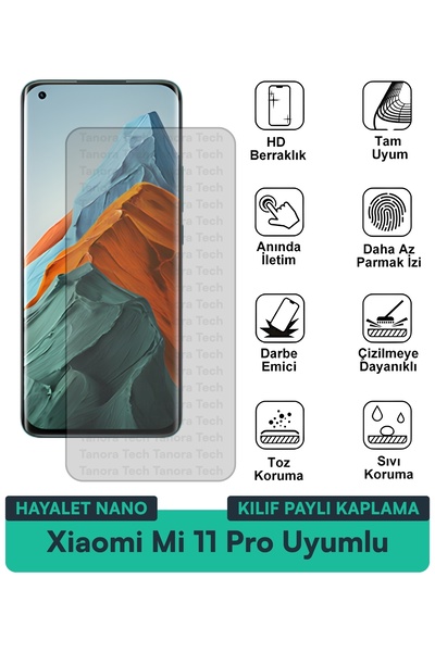 Milat Tech غطاء حماية شاشة متوافق مع هاتف Xiaomi Mi 11 Pro Ghost Nano مقاوم ل...