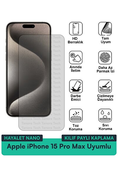 Milat Tech حافظة Apple iPhone 15 Pro Max Hayalet Nano متوافقة مع طبقة حماية ا...