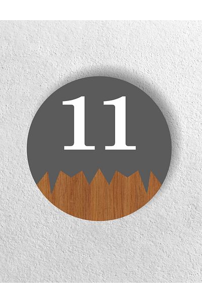 zafrakreklam Round Metal Composite - Wooden Apartment Site -Apartment Hotel Office Door Number - Door No: 11 Eleven