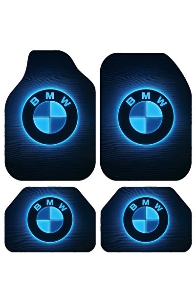 PATENTH BMW Desenli Dekoratif 4'lü Oto Paspas Takımı Tüm Araçlara Uygun Leke Tutmaz Makinede Yıkanabilir