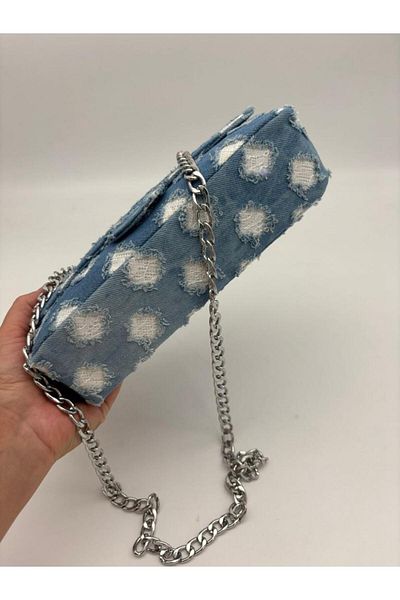 angel çanta aksesuar Angel Bag Accesoriu Geantă din pânză de blugi, geantă de blugi cu lanț