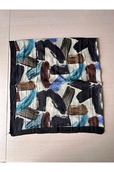 Modakaşmir Brush Patterned Bamboo Scarf (Burgundy, Black, Navy Blue Tones)