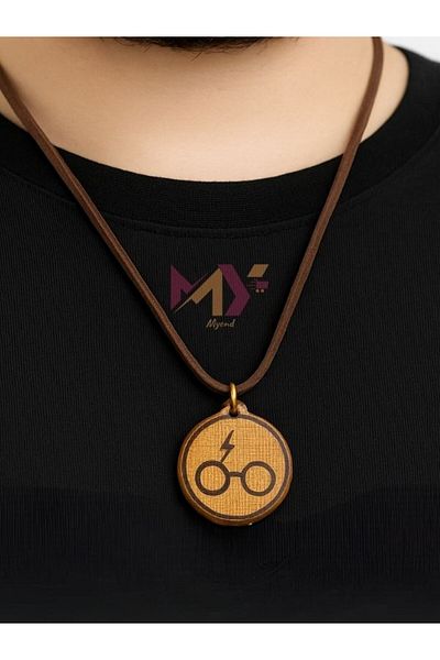 Myend Harry Potter Glasses Pattern Printed Wooden Necklace