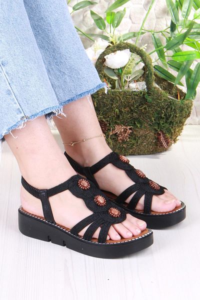 fort 079-505 Fls Buckle Detailed Rubber Tied Thick Sole Women's Sandals