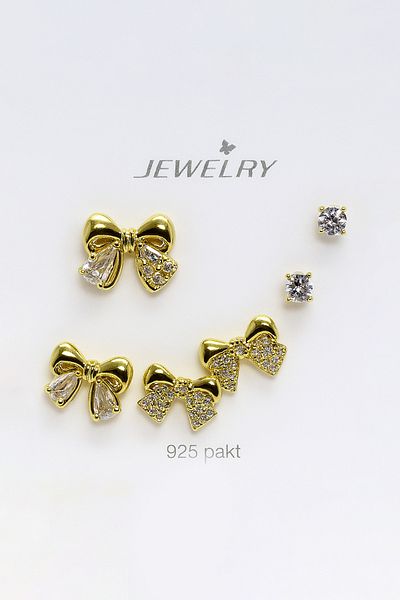 MakeWell Gold and Silver Colors 3-Piece Earring Set with 925S Sterling Silver Needle Kurdale Design