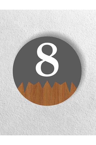zafrakreklam Round Metal Composite - Wooden Apartment Site -Apartment Hotel Office Door Number - Door No: 8 Eight