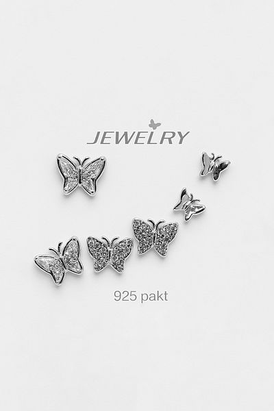 MakeWell Gold and Silver Colors 3-Piece Earring Set with 925S Sterling Silver Needle Butterfly Design