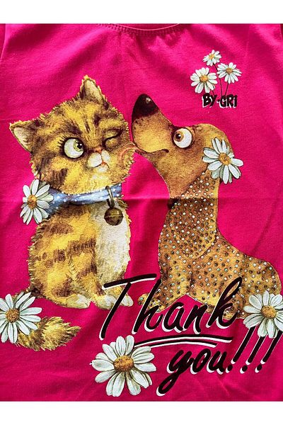 BY-GRİ Girl's Printed Stone T-Shirt