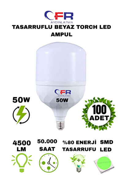 CFR LED AYDINLATMA 50w Tasarruflu E27 Beyaz Işık Torch Led Ampul-1-2-4-6-8-10...