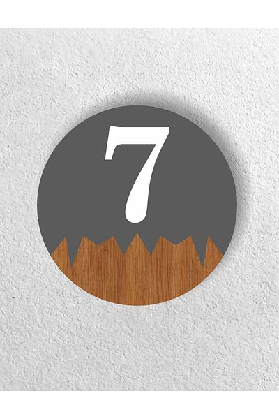 zafrakreklam Round Metal Composite - Wooden Apartment Site -Apartment Hotel Office Door Number - Door No:7 Seven