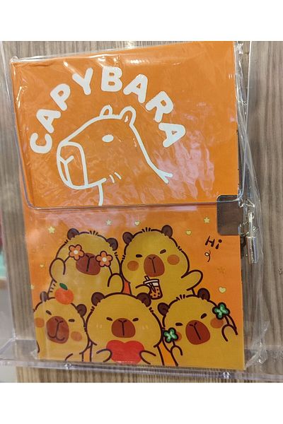 ada çanta kırtasiye Hardcover Hard Cover Locked Agenda Diary Multi-Purpose A5 Size Lined Notebook with Capybara Figure Ad7