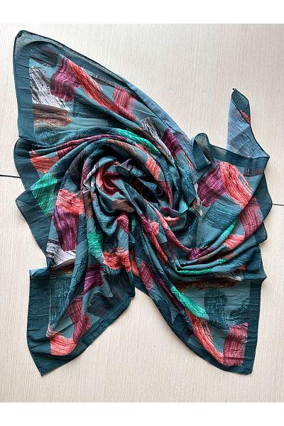 Modakaşmir Brush Pattern Bamboo Scarf (Green Tones)