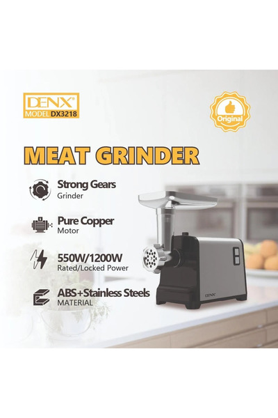 Wasat ELArab مفرمة لحم كهربائية DENX DX3218 بقوة 1200W وملحقات متعددة