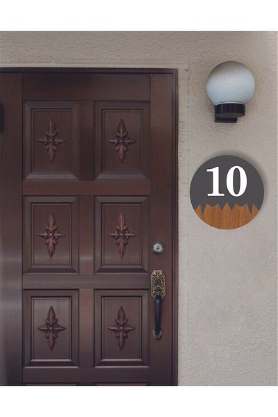 zafrakreklam Round Metal Composite - Wooden Apartment Site -Apartment Hotel Office Door Number - Door No: 10 on