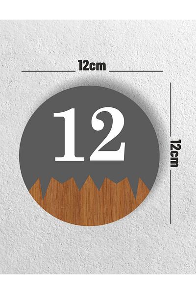 zafrakreklam Round Metal Composite - Wooden Apartment Site -Apartment Hotel Office Door Number - Door No: 12 Twelve
