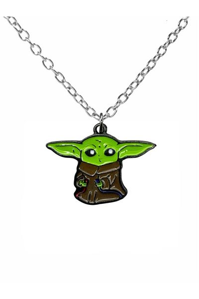 Herşey Nota Star Wars Baby Yoda (Grogu) Figured Necklace – Space Themed Cute Jewelry with 60 cm Chain