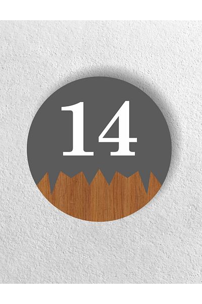 zafrakreklam Round Metal Composite - Wood Apartment Site -Apartment Hotel Office Door Number - Door No: 14 Fourteen