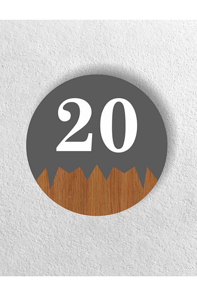 zafrakreklam Round Metal Composite - Wooden Apartment Site -Apartment Hotel Office Door Number - Door No: 20 Twenty