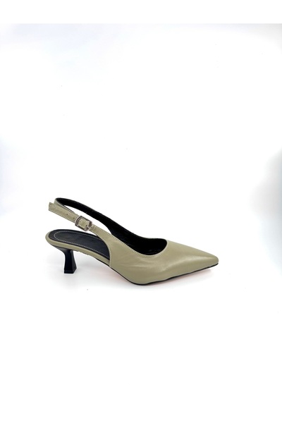Desire Haki Yeşil Deri Stiletto