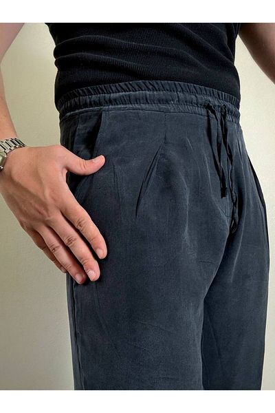 Arvens Navy Blue Ares Men's Summer Linen Trousers Breathable Fabric Relaxed Fit Modern Style Casual Style Suitable