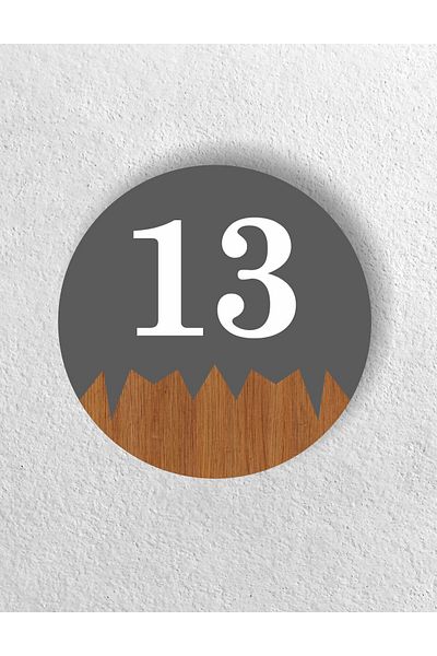 zafrakreklam Round Metal Composite - Wooden Apartment Site -Apartment Hotel Office Door Number - Door No: 13 Thirteen