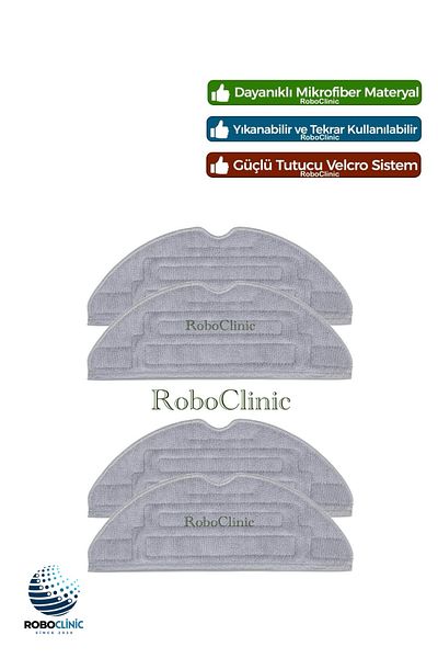 Roboclinic Roborock S8 Sonic Mopping Robot Vacuum Cleaner Compatible Replacement 4 Pieces Mop Microfiber Cloth Mop