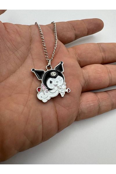 Herşey Nota Anime Kuromi Eros Figured Necklace – Cute Gothic Love Themed Jewelry with 60cm Chain