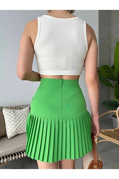 alluria Six Pleated Mini Skirt Green S24705