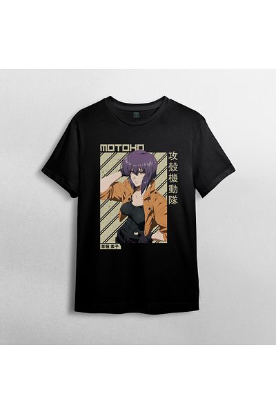 Pixxa Ghost in the Shell Motoko Kusanagi Unisex 100% Cotton Crew Neck T-Shirt Model 2