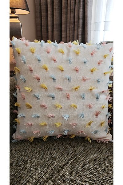GLOMAR Husă de pernă Colorată Volană Lenjerie Fundal Cortina Pânză Decorativă Modernă Pătrată Un singur Buc 43X43