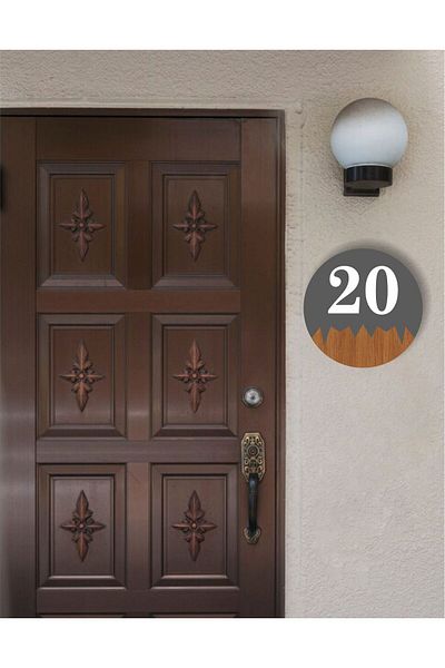 zafrakreklam Round Metal Composite - Wooden Apartment Site -Apartment Hotel Office Door Number - Door No: 20 Twenty