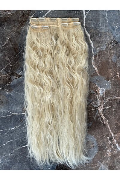 aura peruk Platin yoğun dalgalı yarımay2yan çıtçıt gerçek saç dokusundaki şah...