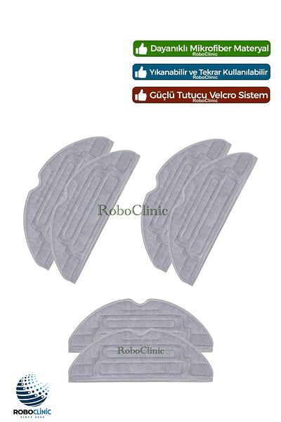 Roboclinic Roborock S8 Plus, S8 Pro Ultra Robot Vacuum Cleaner Compatible 6 Pieces Mop Microfiber Cloth Mop