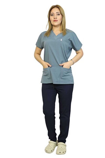 nutrix بدلة نسائية من Lake Green باللون الأسود من الليكرا الناعمة بأكمام الخف...