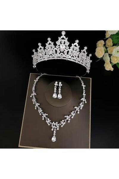 Tudivanyu Aksesuar Диадема за булки от циркон - сребрист цвят