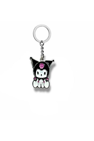 Herşey Nota Anime Kuromi Sitting Figure Keychain – Anime Accessory in Gothic Loveliness