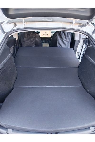 Shop-set Tesla - Model Y Compatible Auto Rear Seat Bed - Black - 6 cm Feather Sponge, Padded, Bag